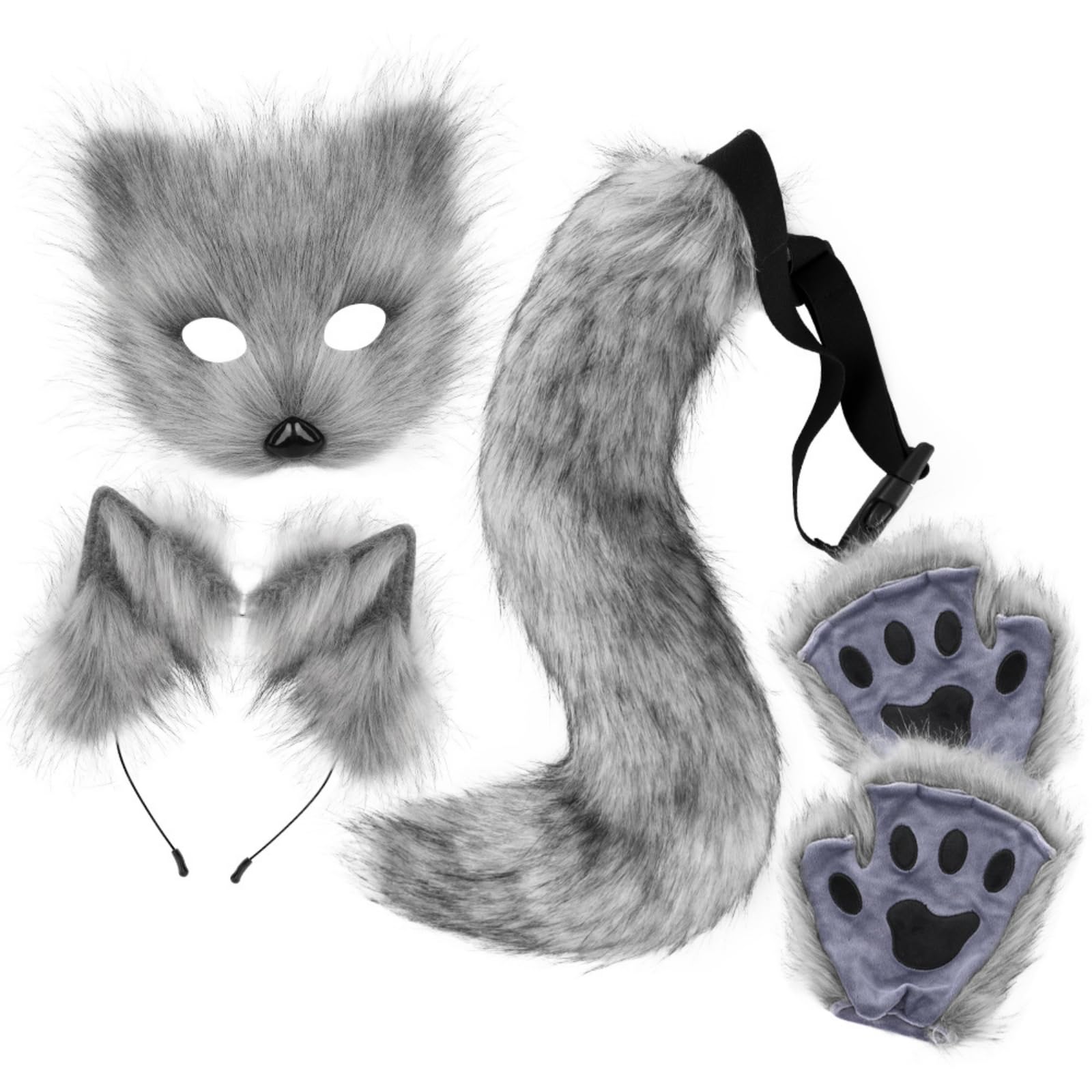 Qianly 4 Piezas Raposo Peluche Cómodo, Gris Profundo, Única