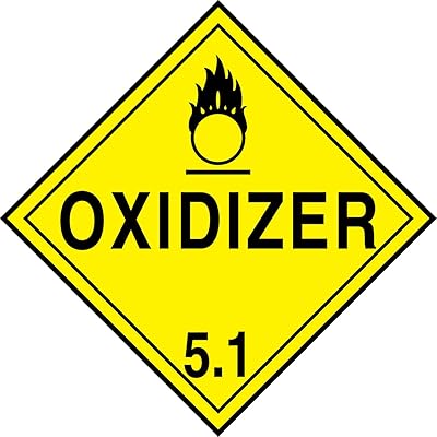 Accuform MPL501VP1 Plastic Hazard Class 5/Division 1 DOT Placard, Oxidizer 5.1