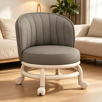 Rolling Stool, Waterproof Ergonomic Seat, Swivel Low Chair Modern Stool