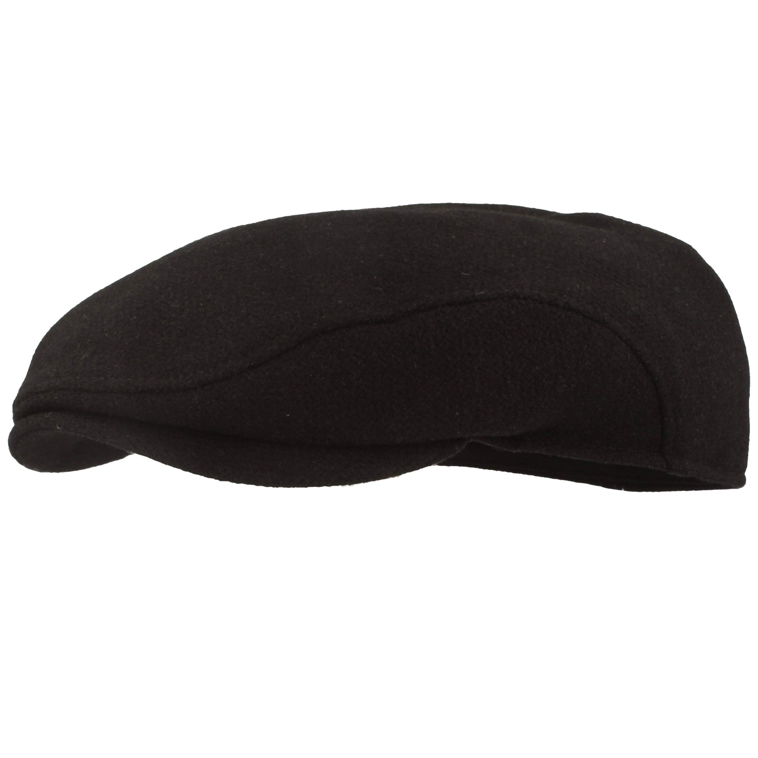 Breiter Herren Winter Schiebermütze mit Ohrenklappen Flatcap Schirmmütze 100% Wolle mit ausklappbarem Ohrenschutz Mütze Hautfreundlich & Bequem
