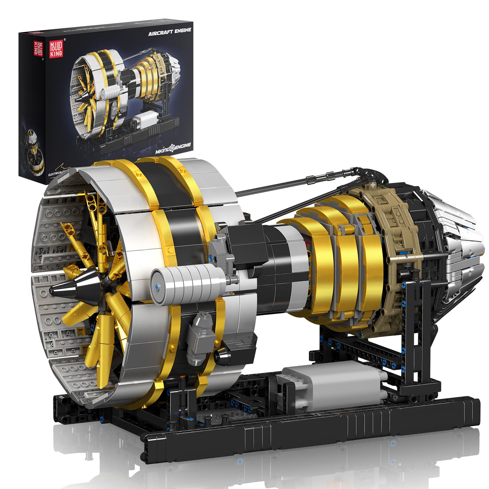 Mould King Aircraft Engine Toys Building Sets, Mini Engine Model with Motor, 10141 STEM DIY Project Building Kits, Collectible Birthday Blocks for