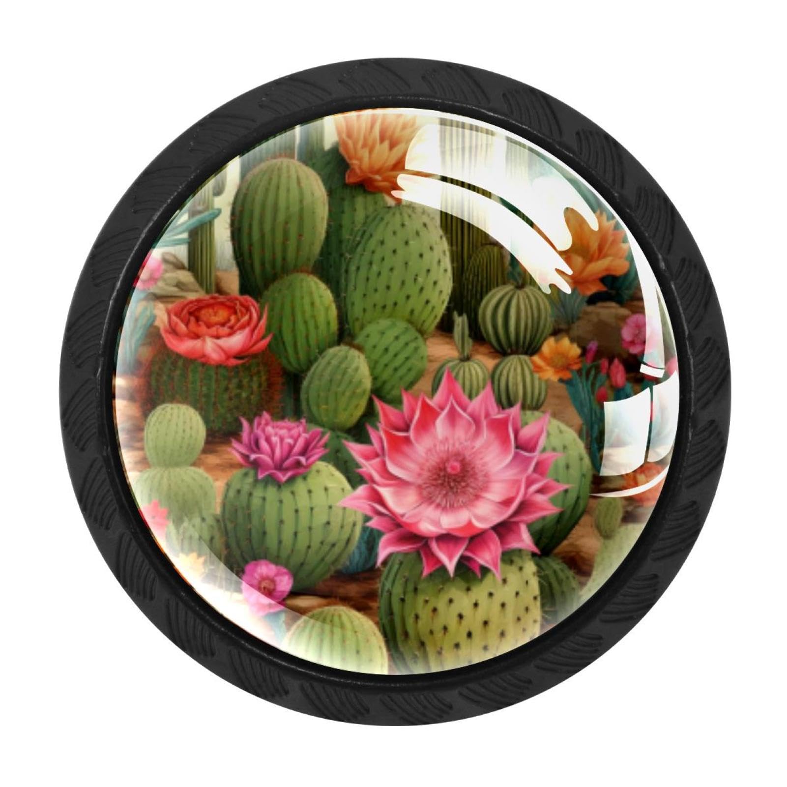 CHENZZZZ Cactus Colorful Drawer Pulls 4 Pcs Handle Glass Door Cabinet Knobs Home Office Kitchen Wardrobe Cupboard Hardware for Dresser Drawers