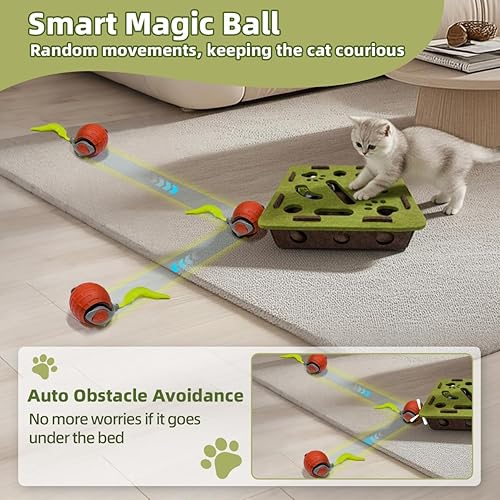 Miniatura 3 de Juguete interactivo de fieltro suave con bola y campana, caja de juguetes para gatos y gatitos de interior, juguete de caza en interiores para