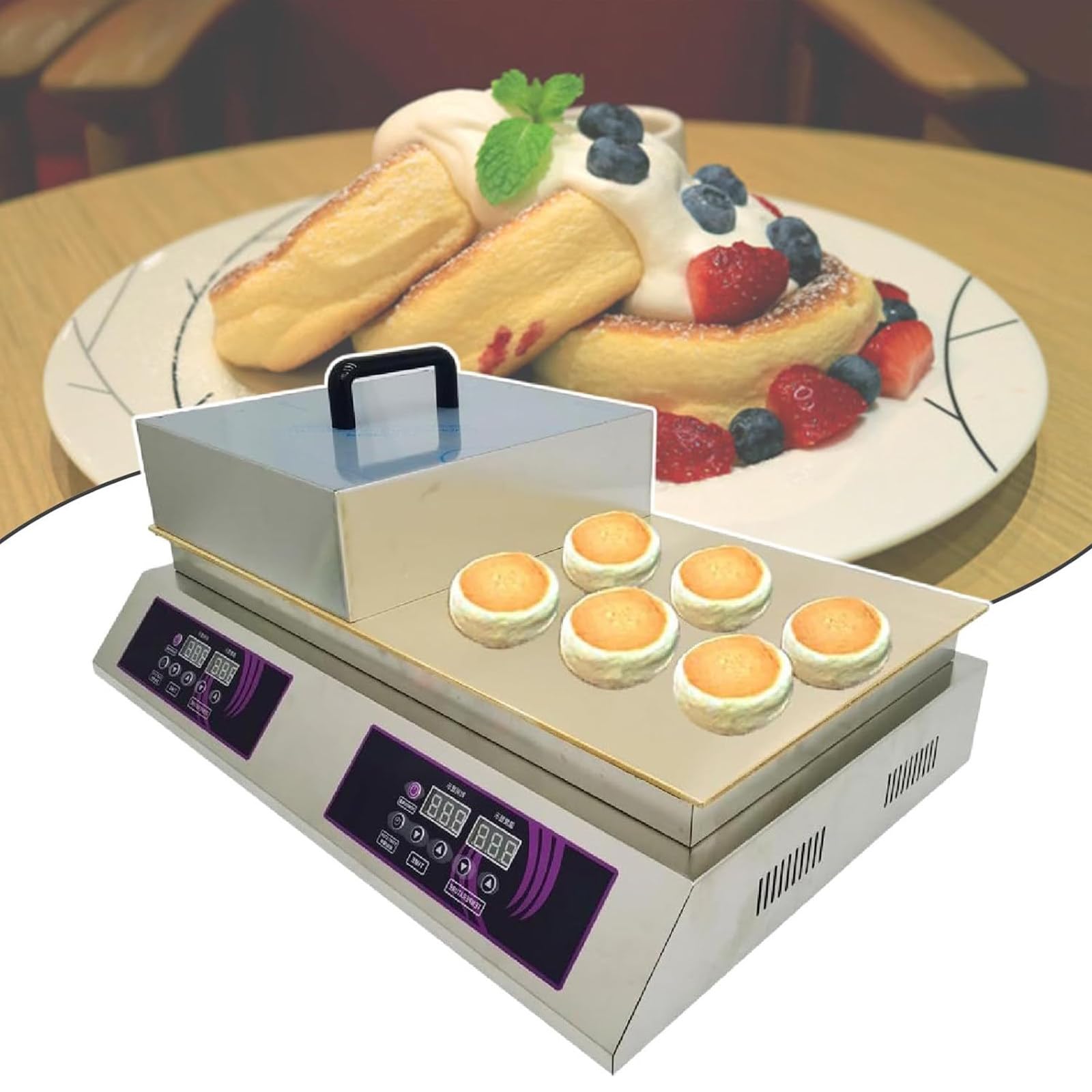 Pfannkuchen Soufflé Maker,Kommerzieller Antihaftbeschichteter Pfannkuchen Maker,0-260°C,Elektrischer Muffin Maker,Pfannkuchen Maschine Zum Zubereiten,für Küchenres,Doublehead-220V