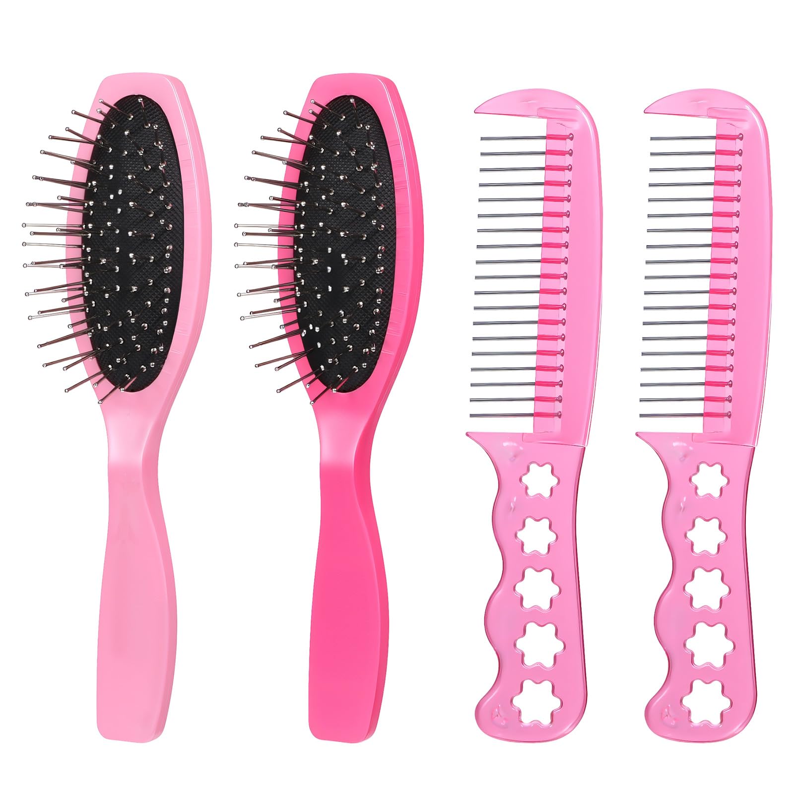 LXUEJIE 4Pcs Wig Brush, Doll Hair Brushes, Wig Brushes for Synthetic Hairs Metal Bristle Comb and Cushion Detangling Brushs, Hairs Brush for Extensions Women Wigs, and Wet Hair