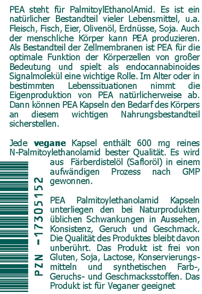 PEA 600 mg vegane Kapseln 60 Stk. - 1 Monatsvorrat