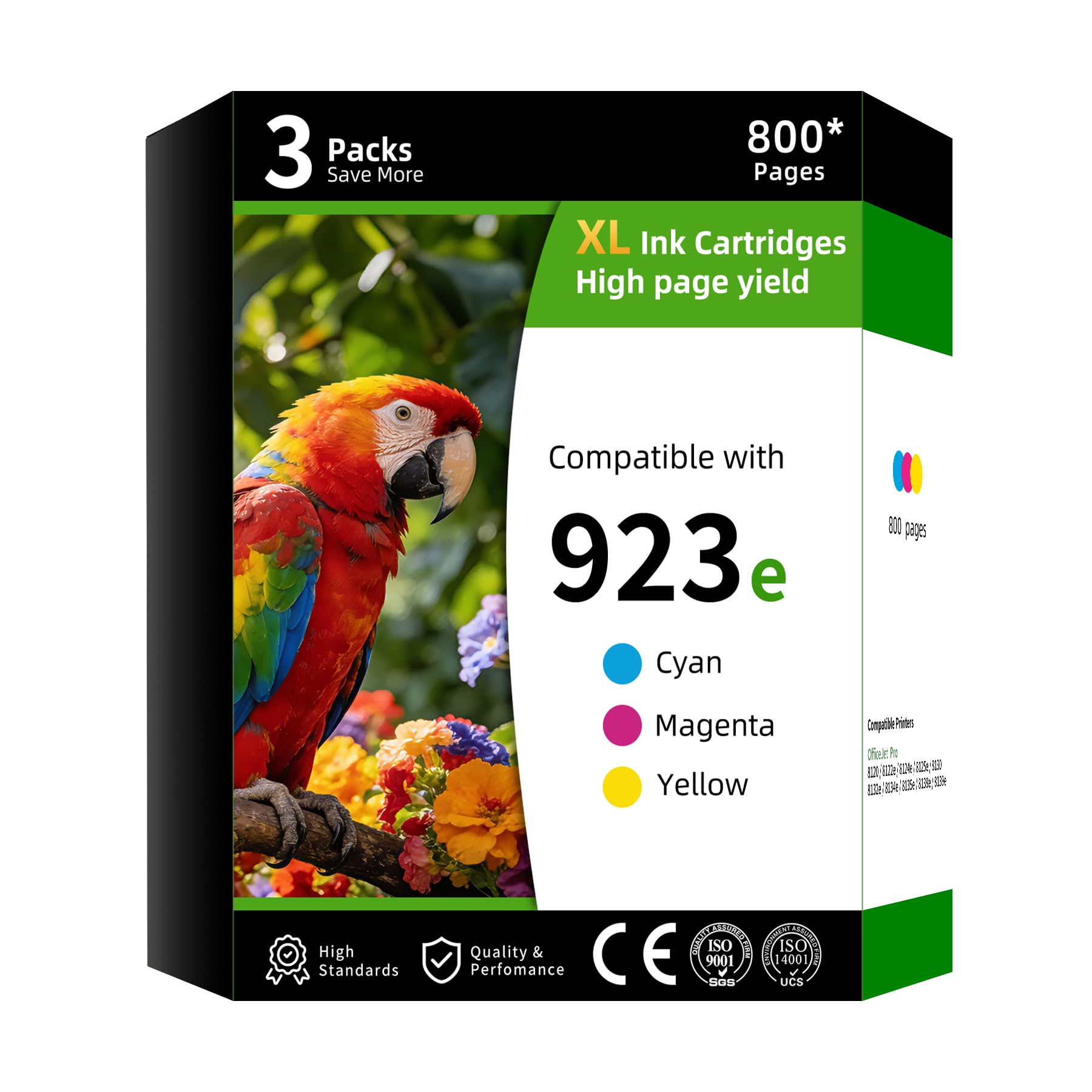 Repeka 923e High Yield Ink Cartridge Replacement for HP923e HP923 923 e Combo Pack Compatible with HP OfficeJet pro 8120 8122e 8124e 8125e 8130 8132e