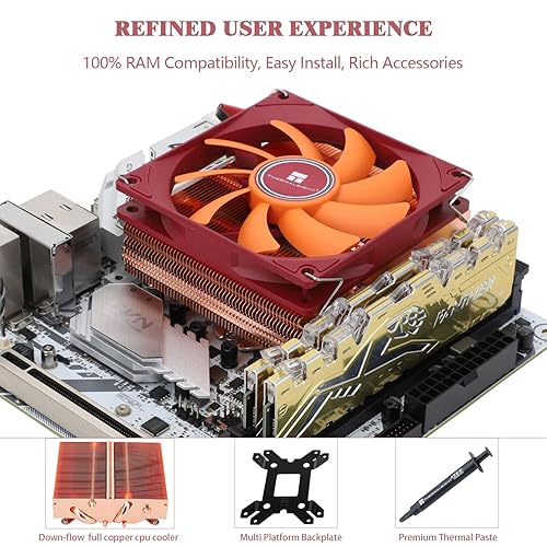 Miniatura 4 de Thermalright AXP90-X47 Enfriador de aire ITX de perfil bajo completo, 1.77 pulgadas de altura, ventilador TL-9015R Slim PWM, tecnología AGHP, para