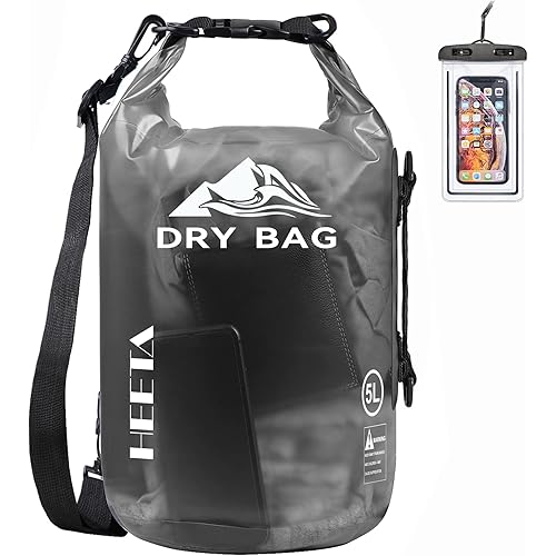 HEETA Dry Bag Waterproof for Women Men, 5L/10L/20L/30L/40L Roll Top Lightweight Dry Storage Bag Backpack with Phone Case for Travel Swimming Boating Kayaking Paddle Board Camping Beach Accessories