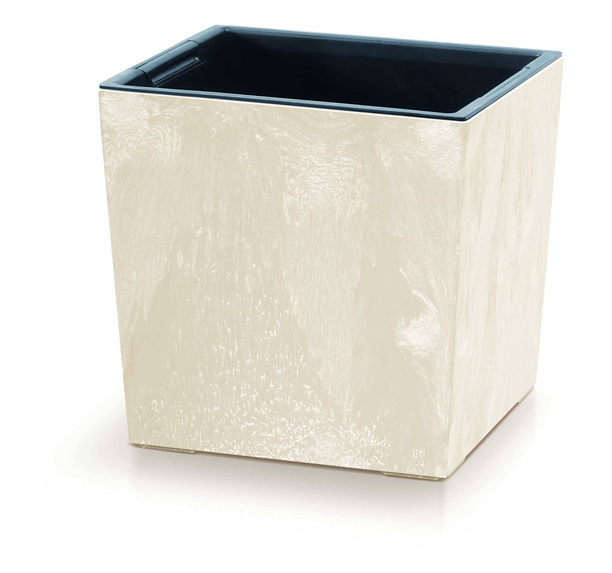 Urbnliving Cream Medium Square Modern Concrete Look Planter Flower Plant Pot Indoor Outdoor Garden Decor Contemporary D24cm Xh23.5cm (Cream)
