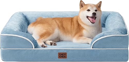 Miniatura 92 de EHEYCIGA – Cama ortopédica mediana impermeable para perros medianos, de espuma viscoelástica tipo caja de huevos, con bordes elevados y base