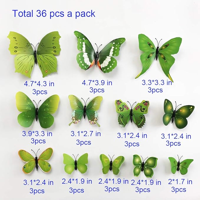 🦋 36 Colorful Butterfly Wall Stickers | DIY Home Aesthetic Decor