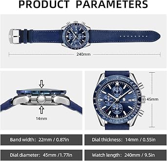 BENYAR Mens Watches Analog Quartz Chronograph Waterproof Luminous Men's Wrist Watches Business Casual Fashion Designer Big Face Dress Watch