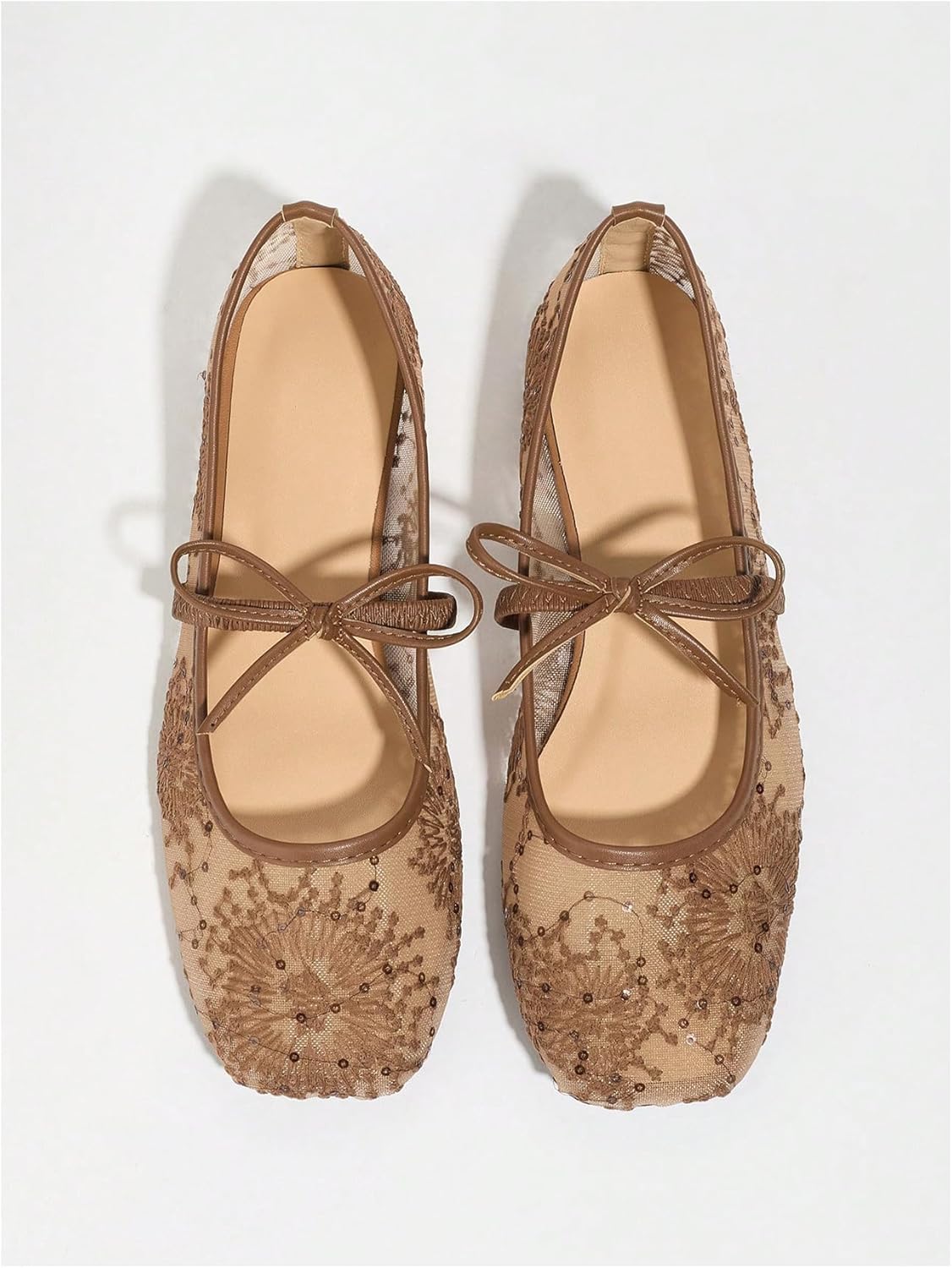 Women's Polka Dots Mesh Ballet Flats Shoes Bowknot Pointed Toe Flats Closed Toe Comfortable Dress Shoes - Image 3