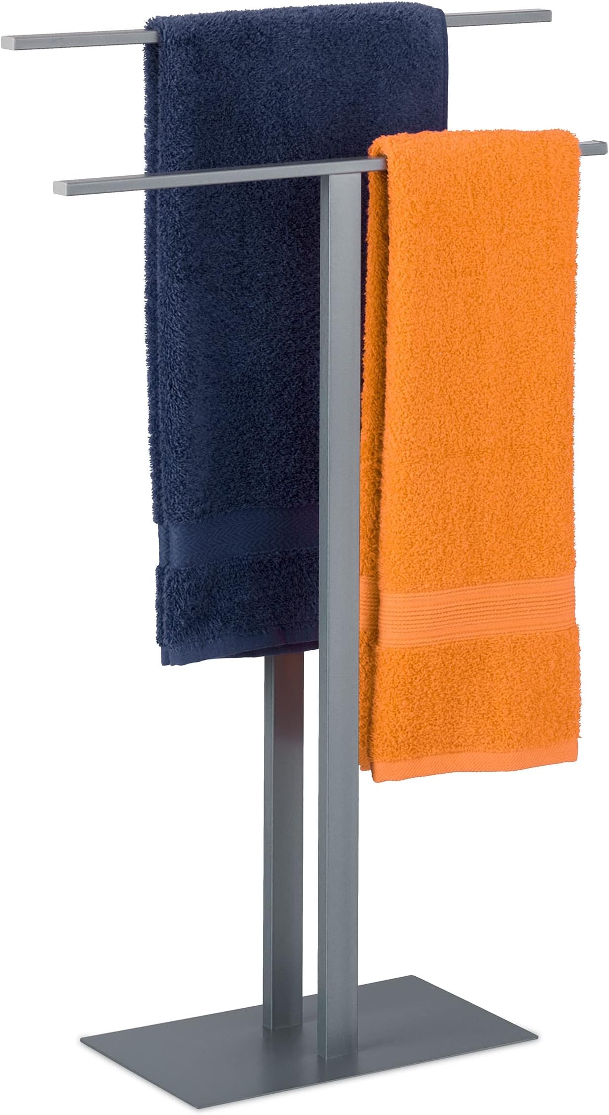 Relaxdays Handtuchständer 86x44x21cm - 3 Stangen Stehhocker Schwarz Metall