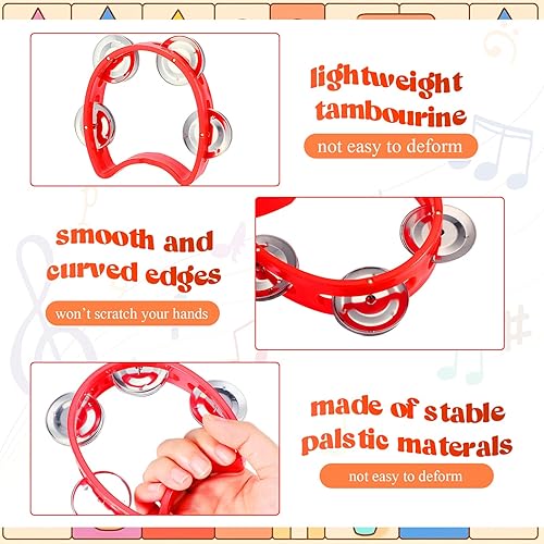 Miniatura 3 de Lukmaa 72 unidades de pandereta para niños, 36 campanas de plástico de mano, 36 unidades, platillos para niños, instrumentos musicales, juguetes de