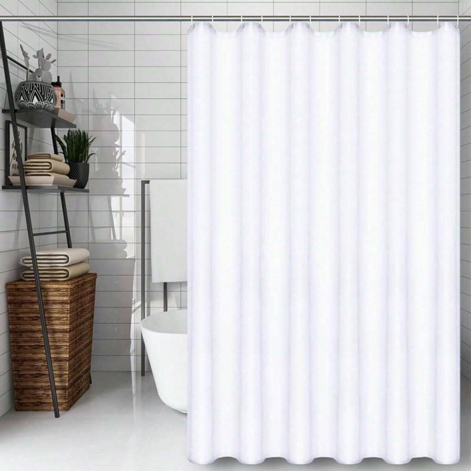 Tenda da doccia impermeabile 107 x 205 cm per bagno di hotel, in poliestere, antiruggine, con ganci in metallo, design elegante per la casa e la decorazione dell'hotel