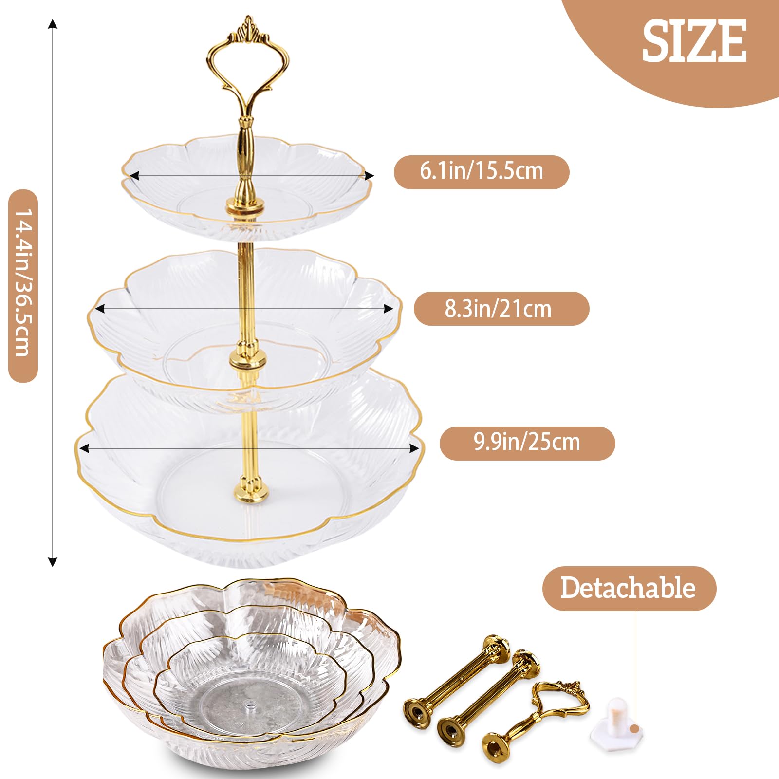 Elegant 3-Tier Clear Acrylic Fruit and Dessert Stand – Multi-Layer Serving Tray for Snacks and Afternoon Tea – Perfect for Home, Wedding, Holiday, Birthday and Tea Party (Transparent)