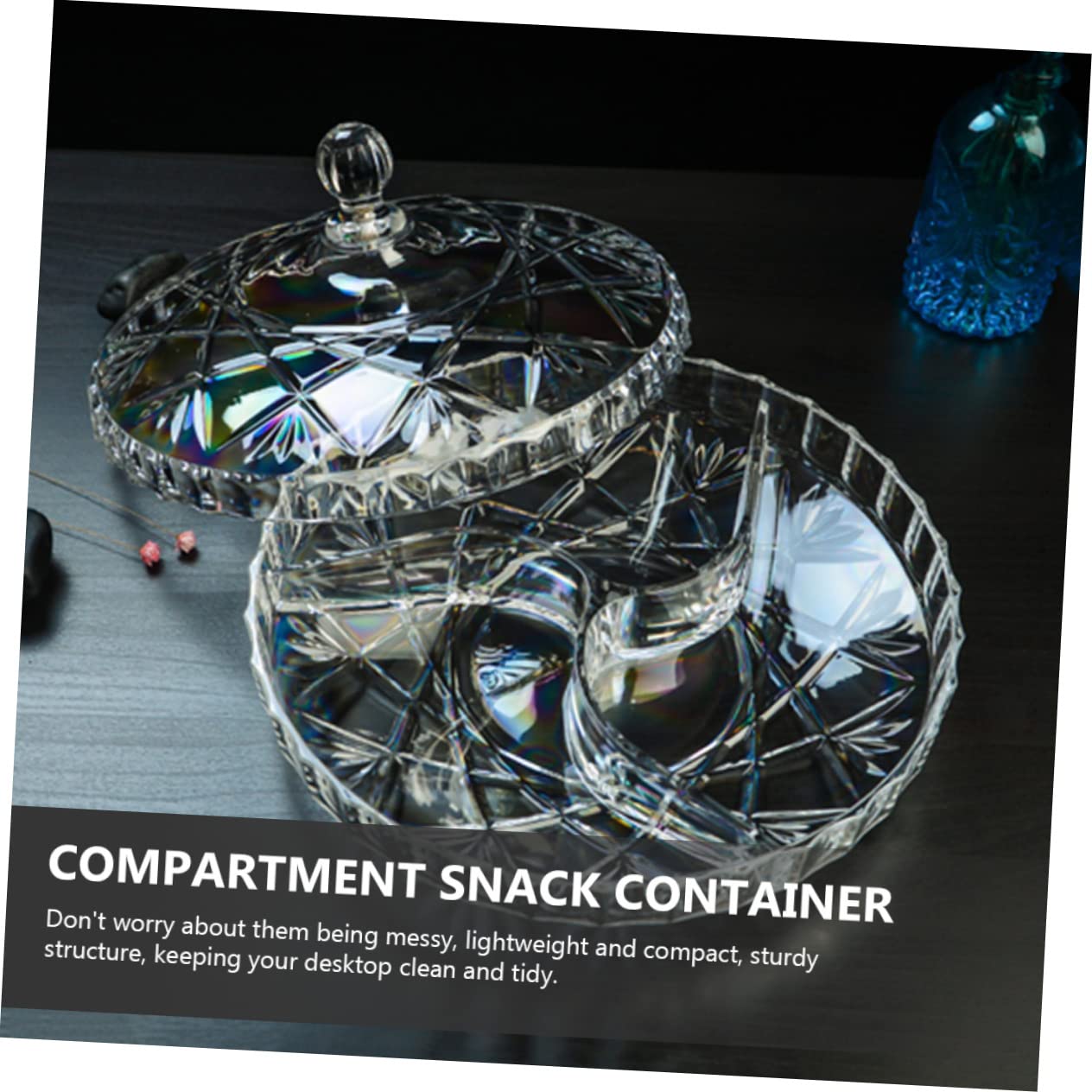 Contenitore Rotondo per Frutta e Snack Trasparente con Scomparti Scatola Multifunzione per Dolci Noci e Snack per Feste e Riunioni