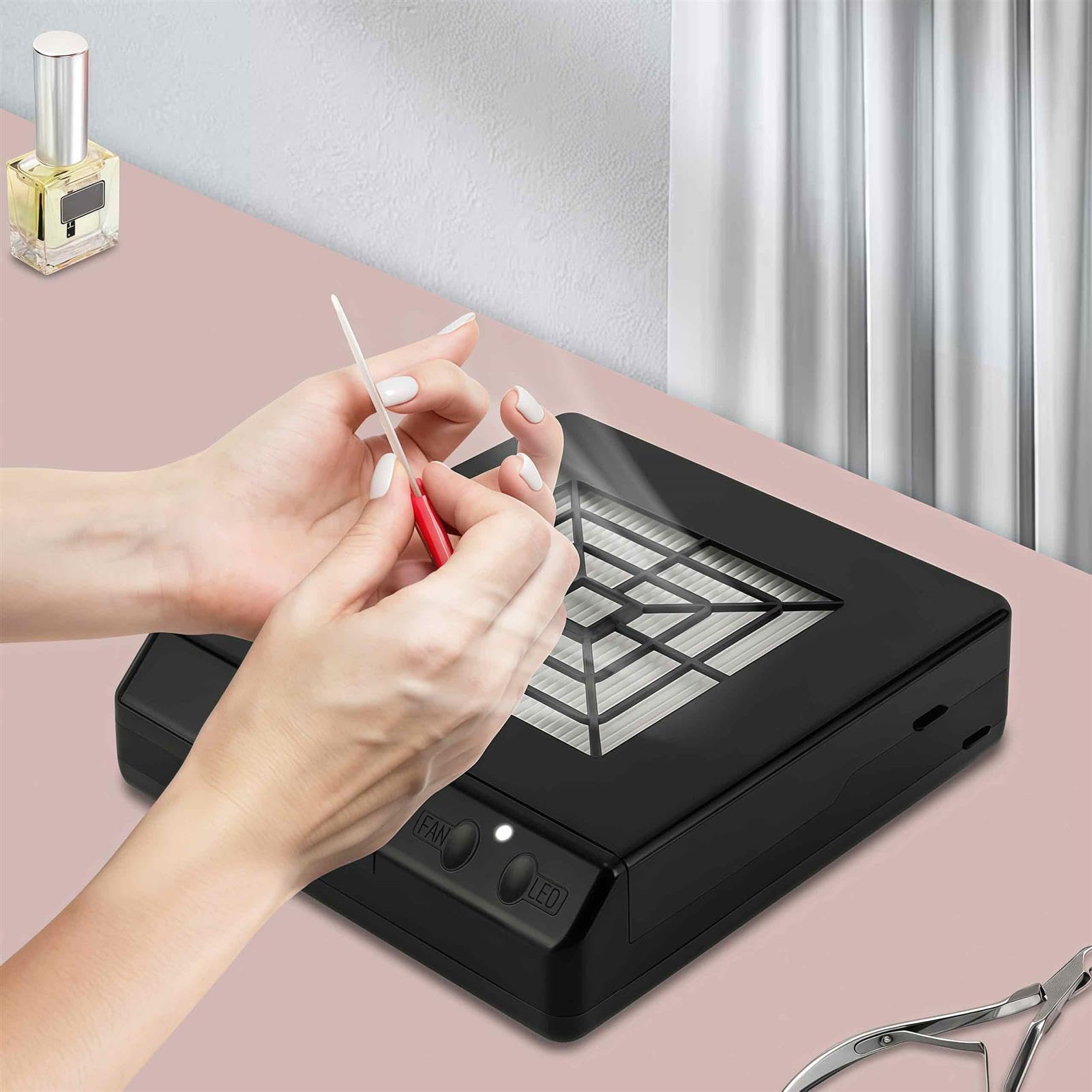 Aspirapolvere elettrico girevole a 360° con ventola e LED, 2 in 1, potente rimozione della polvere per salone e uso domestico