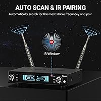 Vista 2 de TONOR Sistema de Micrófono Inalámbrico, Escaneo Automático y Emparejamiento UHF Micrófono de Karaoke Recargable, 2x100 Micrófono Inalámbrico