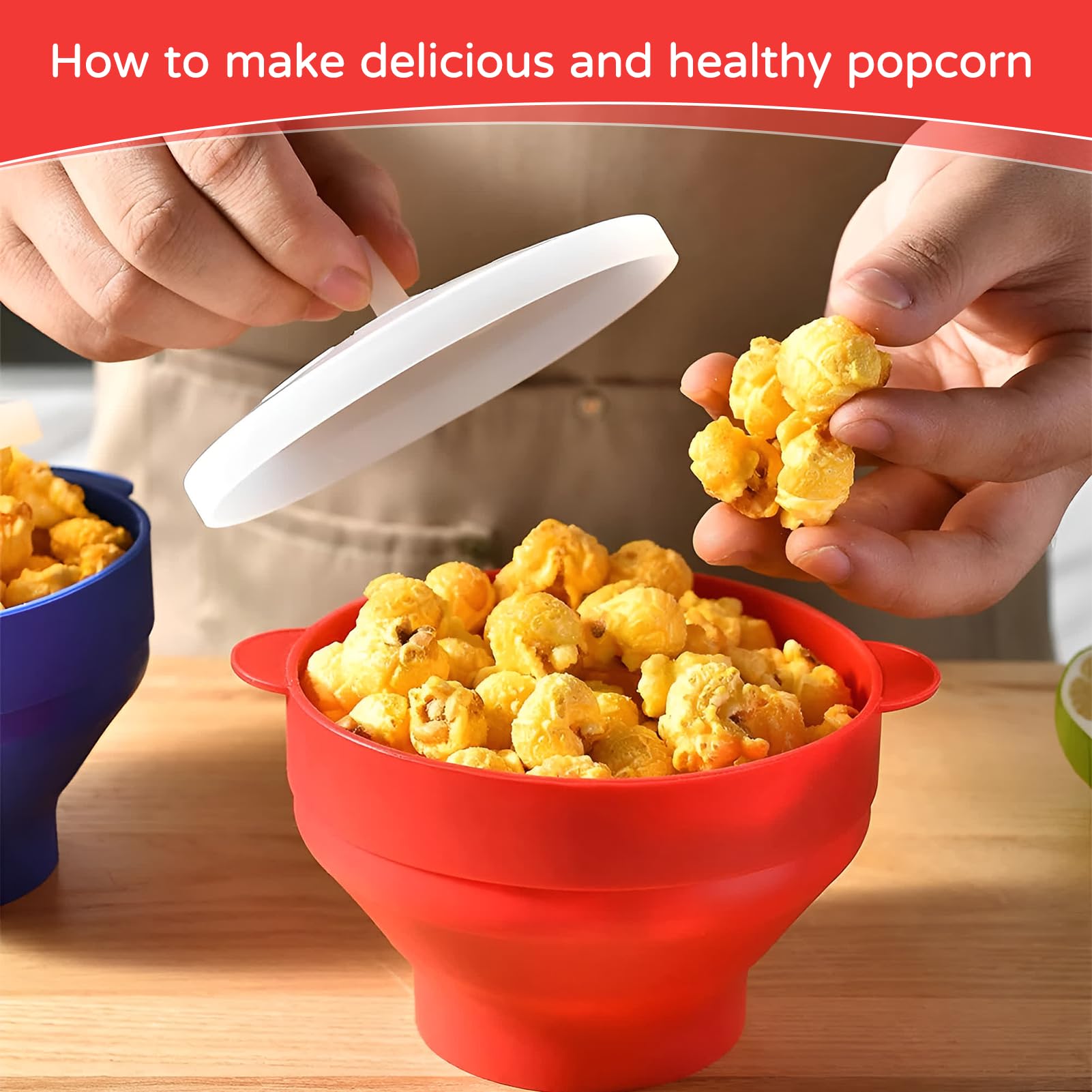 Machine à Popcorn Micro-ondes Pliable Silicone Rouge - Sans BPA Sans Huile
