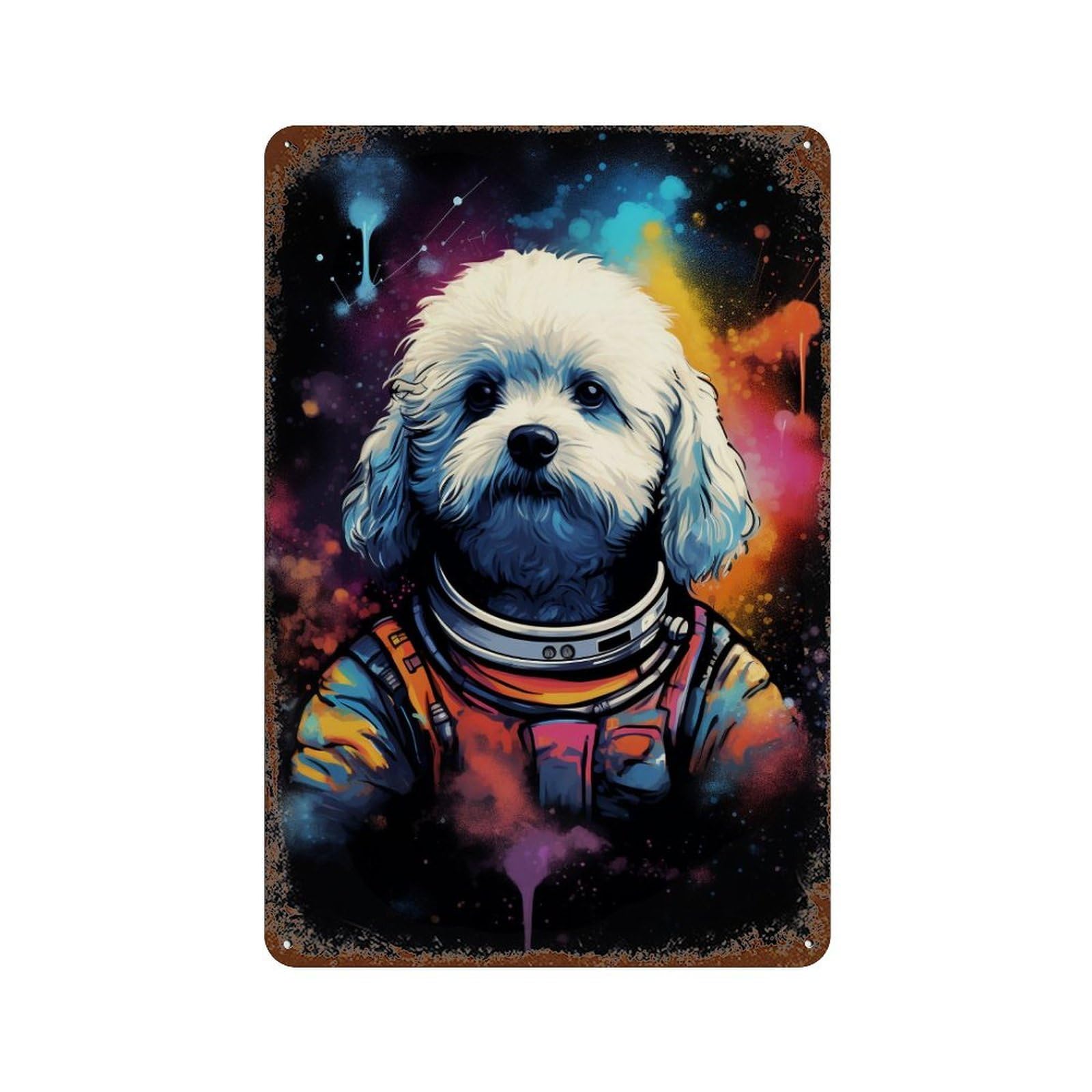 Space Pup Adventure -5 Decorative Tin Sign 11.8"x7.9", for Farmhouse, Kitchen And Entryway Decor, Vintage Wall Decor