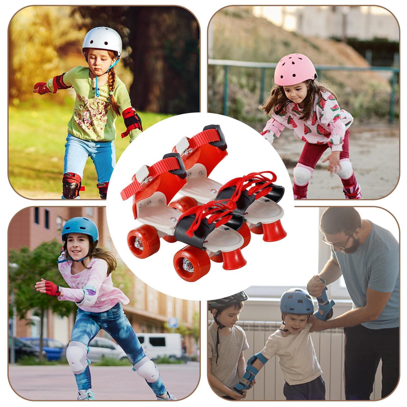 Pattini a quattro ruote - Pattini a rotelle regolabili con luci a LED | Pattini con cinghie regolabili, durevoli e confortevoli, con 4 ruote per bambini, adulti e principianti, pattinaggio interno e