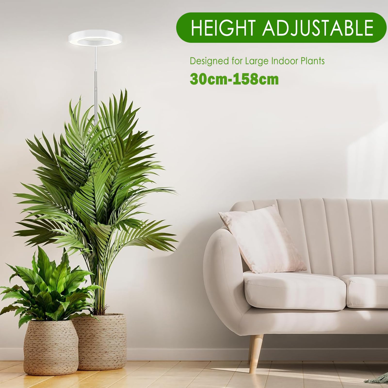 Pflanzenlampe LED Vollspektrum, Grow Lampe für Zimmerpflanzen, 72 LEDs Pflanzenwachstumslampe, Höhenverstellbar Bis 160 cm, 3 Farbmodi mit 360°Schwanenhals,Timer (3/9/12 Stunden),10 Helligkeitsstufen