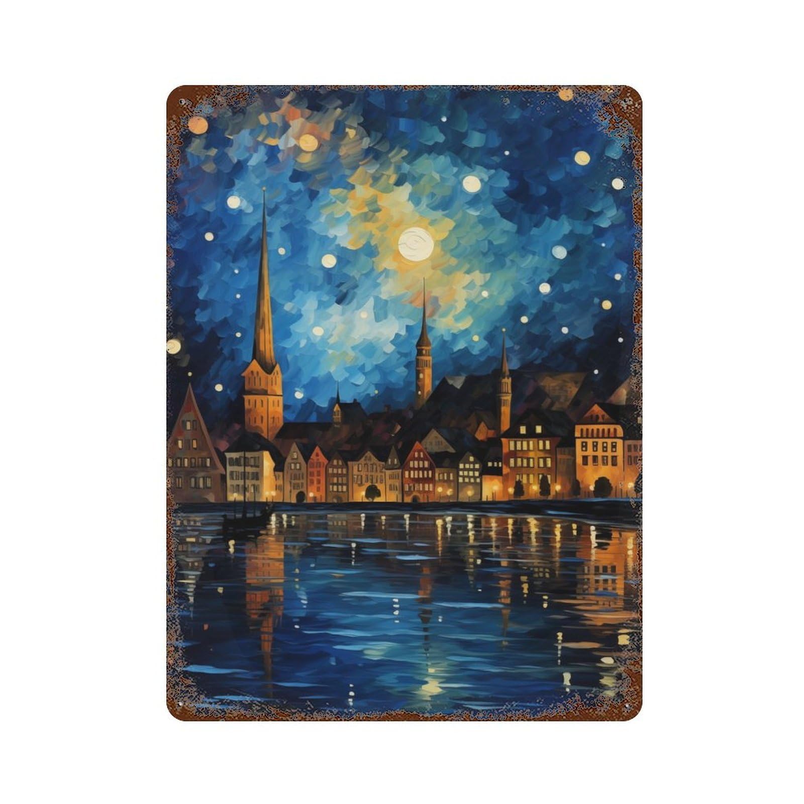 Peaceful Walk in Zurich Rust Effect Tin Sign 15.7"x11.8", Ideal for Garage, Bar And Workshop Decor
