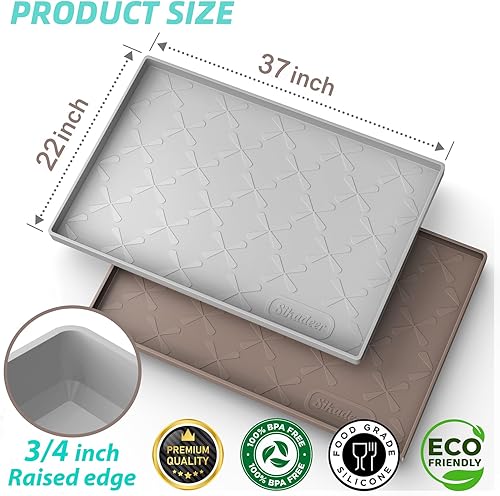 Miniatura 37 de SIKADEER - Tapete para debajo del fregadero, impermeable, 34 x 22 pulgadas, tapete de silicona con borde elevado, se adapta a gabinete estándar