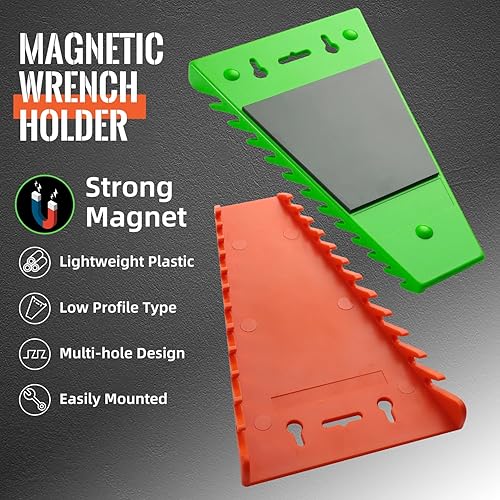 Miniatura 2 de Paquete de 4 organizadores magnéticos para llaves, bandejas de herramientas con soporte de llave de ABS, 48 ranuras de almacenamiento de llaves para