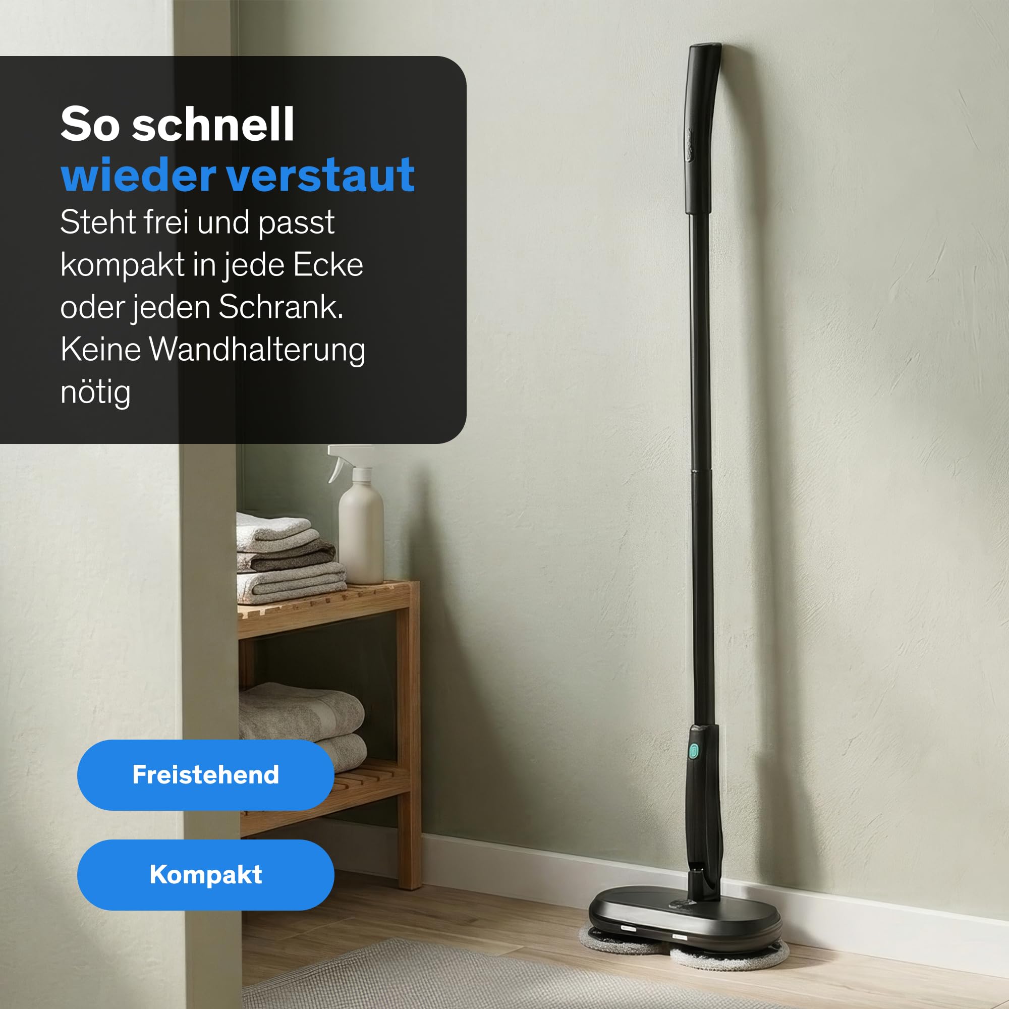Sinji Elektrischer Wischmopp Kabellos, Akku Bodenwischer mit Sprühfunktion