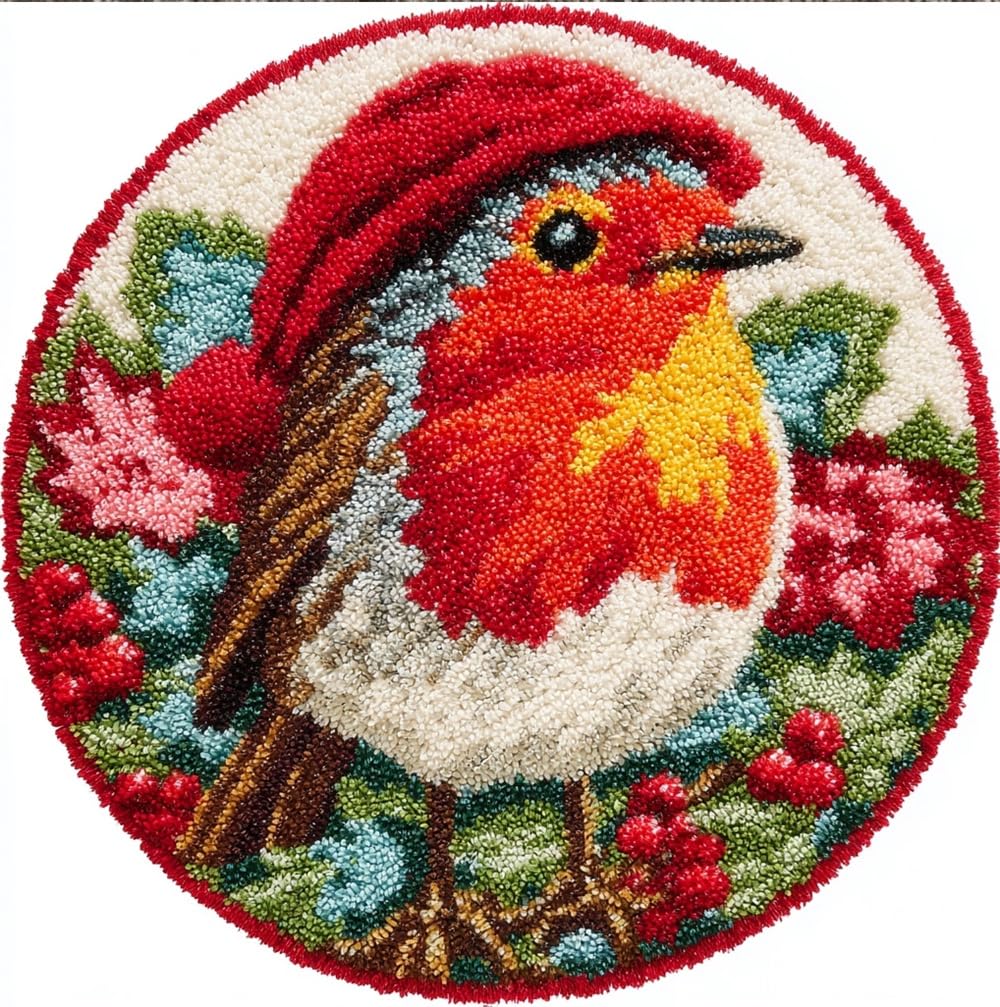 kitphoenix Rug Hooking Kit Christmas Robin Bird Xmas
