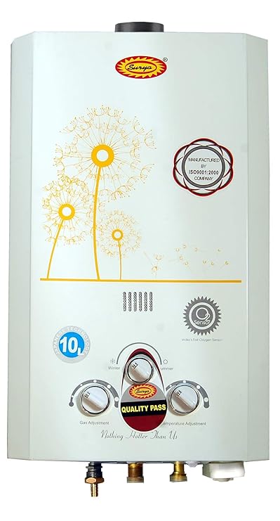 Surya Instant LPG Gas Geyser -10L/ Minute in White Colour
