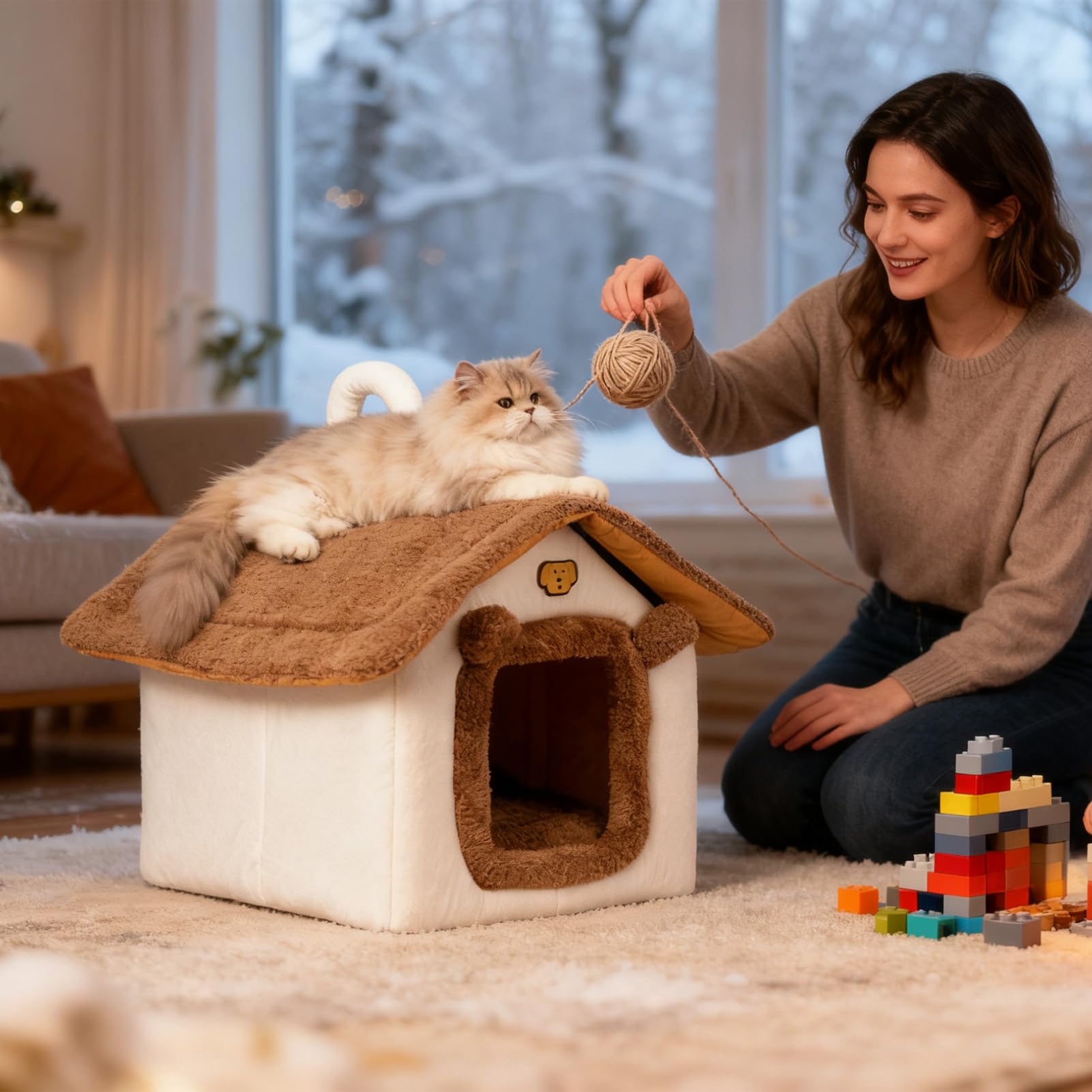 Cama Cueva Para Gatos Cerrado Suave Privado Y Cómodo | Cama para Gatos de Interior Para Dormir En Invierno En El Hogar, El Dormitorio, El Balcón, El Exterior Y El Viaje Para