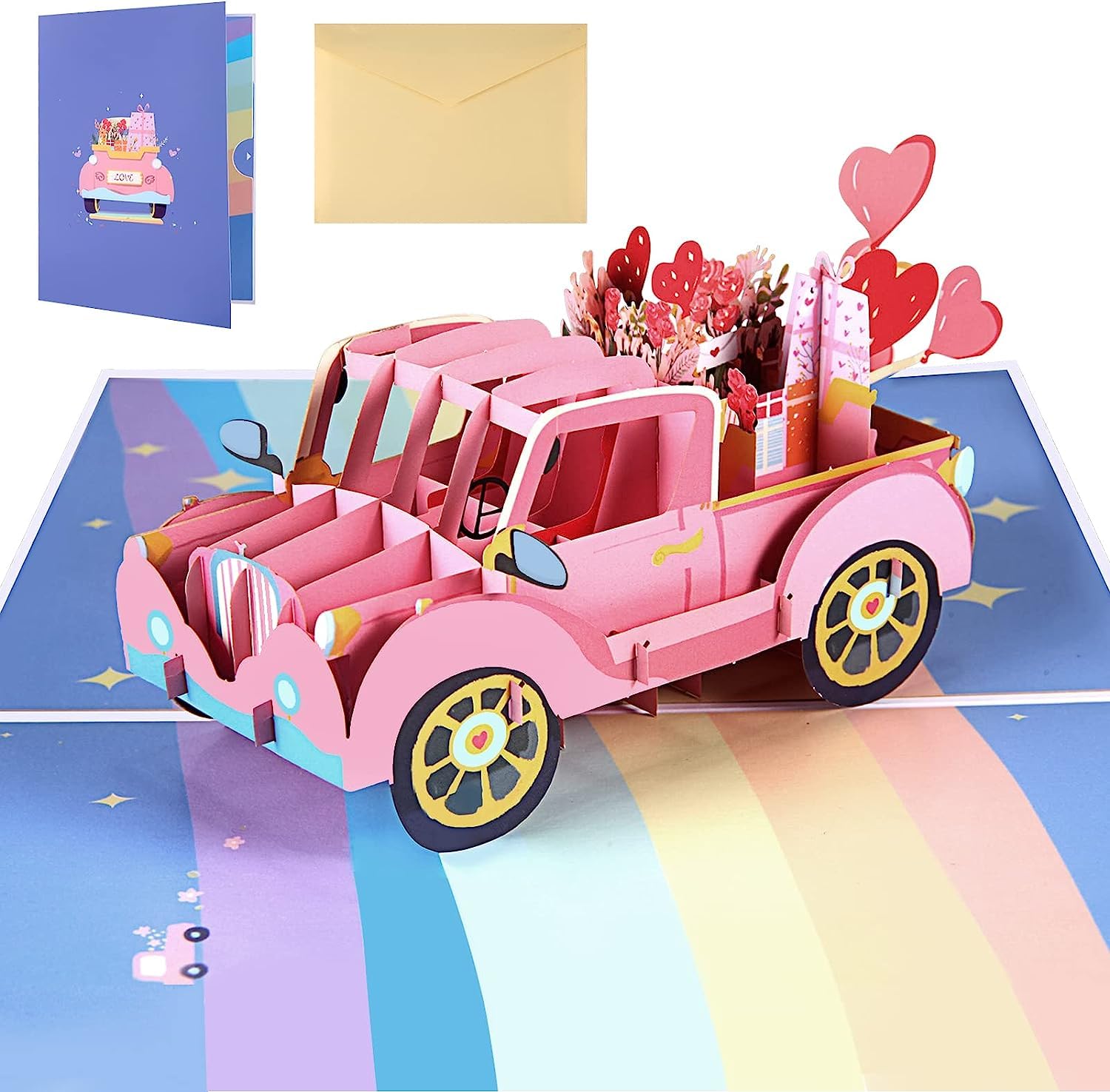 Carte Pop-up 3D Mariage Avec Voiture – Personnalisable – Pour Cadeau Argent, Chèque – Qualité Premium – Souvenir élégant