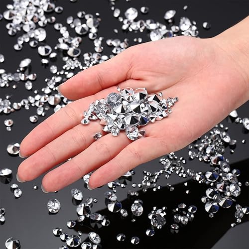 Miniatura 3 de Hicarer 4000 piezas de piedras preciosas acrílicas de cristales de diamantes, piedras preciosas dispersas para mesa de boda, decoración de fiesta de