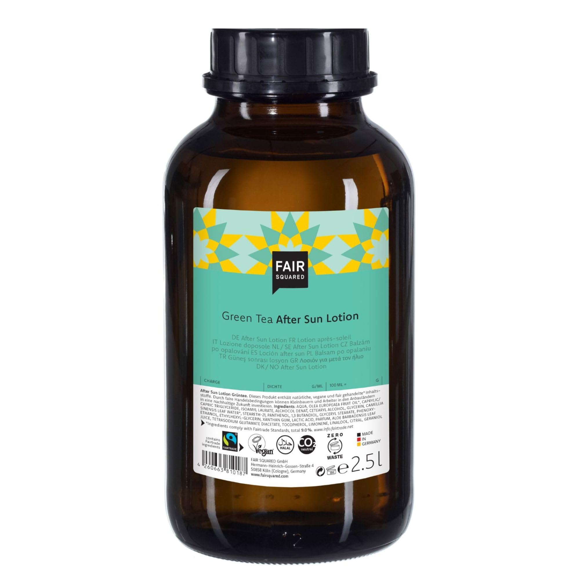 FAIR SQUARED After Sun Lotion Grüner Tee 2500ml - Erfrischende Hautpflege mit Grünem Tee für Beruhigung und Feuchtigkeit nach dem Sonnenbaden