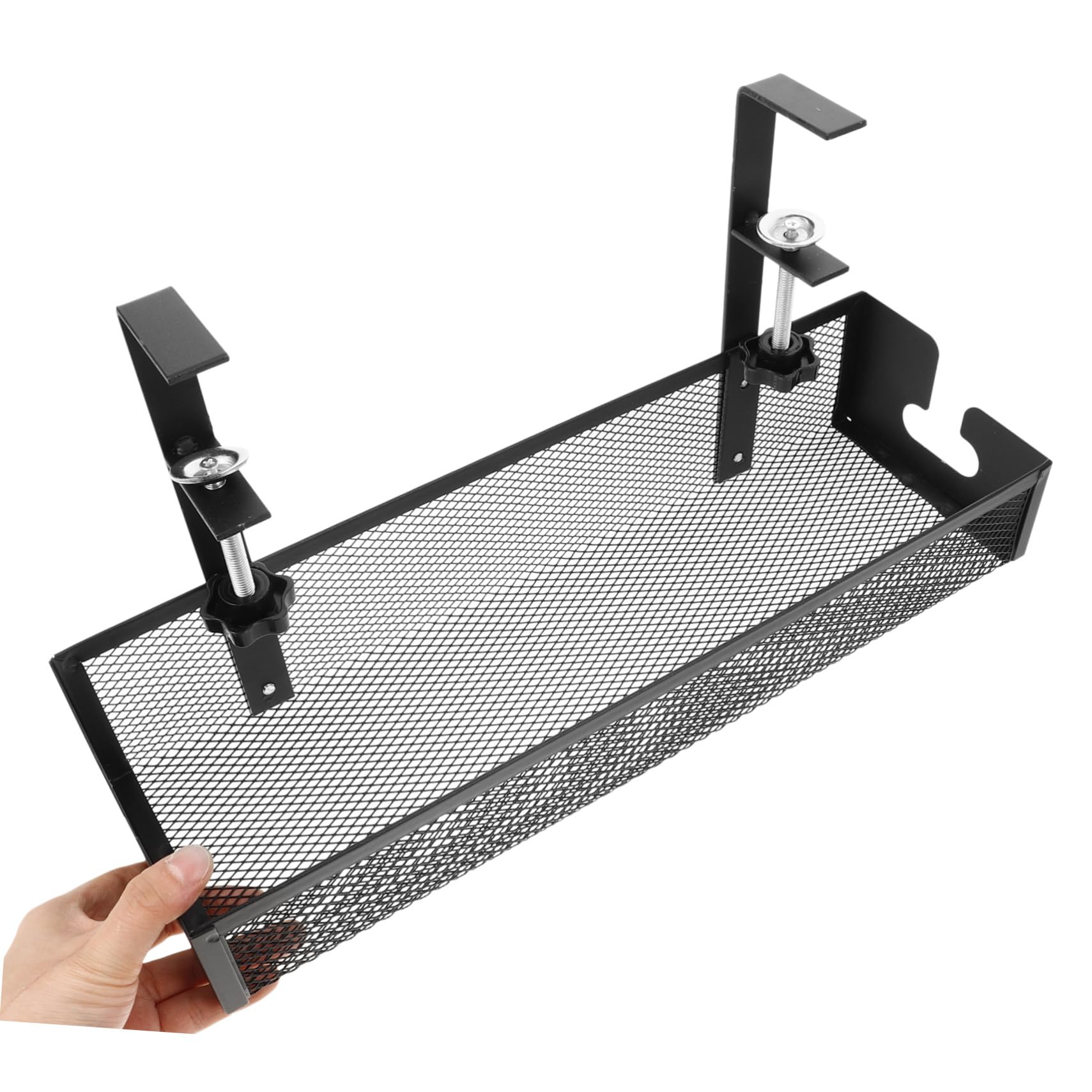 Toddmomy Bandeja Organizadora de Cables Metálica bajo Escritorio Estructura de Malla Negra Gestión sin Taladros para Oficina y Hogar Soporte Ligero y Resistente para Accesorios PC Gaming