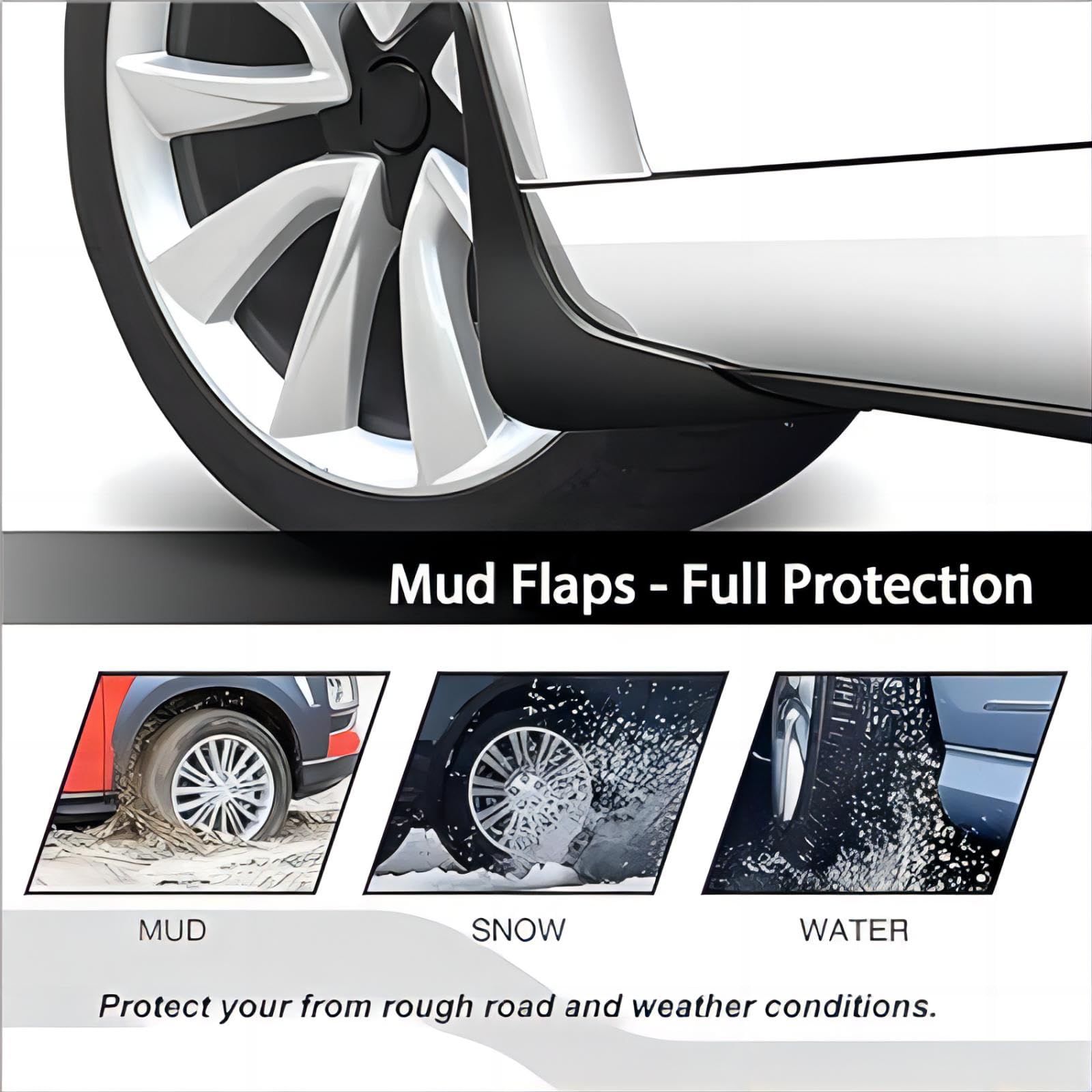 4 Bavettes Caoutchouc Pour Peugeot 2008 2014-2019 | Protection Anti-éclaboussures Pneus - Garde-boue Avant/arrière