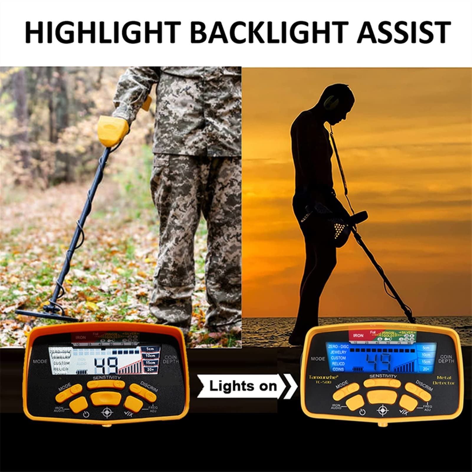 Wykrywacz metali dla dorosłych, Wykrywacz metalu z wskaźnikiem i wyświetlaczem cyfrowym 10 0cm. Deep Waterproof Gold Biżuteria Detektor Podziemny Skaner Szukaj