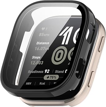 Compatible with Amazfit Bip 6 Case, Full Coverage Shockproof PC Protective Cover Bumper Protectore for Bip6 Smartwatch Screen Protectors Accessories Glossy Black