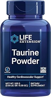 Life Extension Taurine Powder 750 mg - Pure Amino Acid Supplement for Heart, Liver, Nerve & Brain Health Support - Unflavored, Non-GMO, Gluten Free, Vegetarian - 382 servings, 10.58 Ounce
