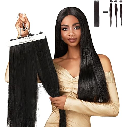 TRIIPPY Straight Bundles Human Hair,100% Raw Cambodian Hair Sew Weave 3 Bundles,Triple The Lifespan Over Regular Virgin Hair Bundle,No.1 Raw Hair Brand On Amazon(18 20 22 Inches,Natural Color)