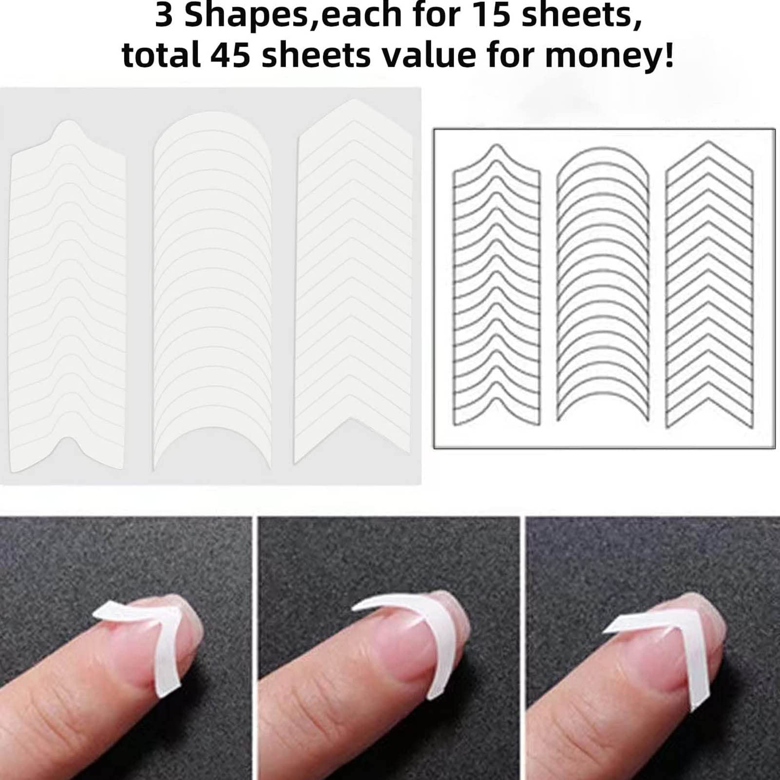 French Tip Guides Aufkleber – 24 Blatt Nagelschablonen Für French Manicure & Nail Art – DIY Nageldesign