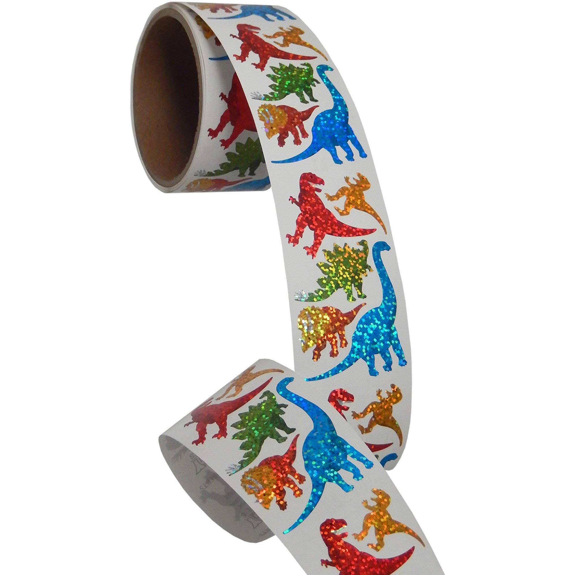 Stickers prismatiques dinosaure en rouleau de 50 motifs pour loisirs créatifs