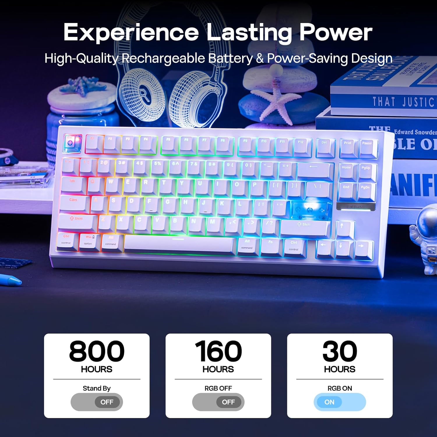 EPOMAKER G84 HE Wireless Hall Effect Keyboard, 8K Polling & 8000mAh, SOCD & DKS, Gaming Keyboard with Fast Trigger & Adjustable Actuation, RGB Backlit, PBT Keycap, Hot-Swap, for Win/Mac (White)