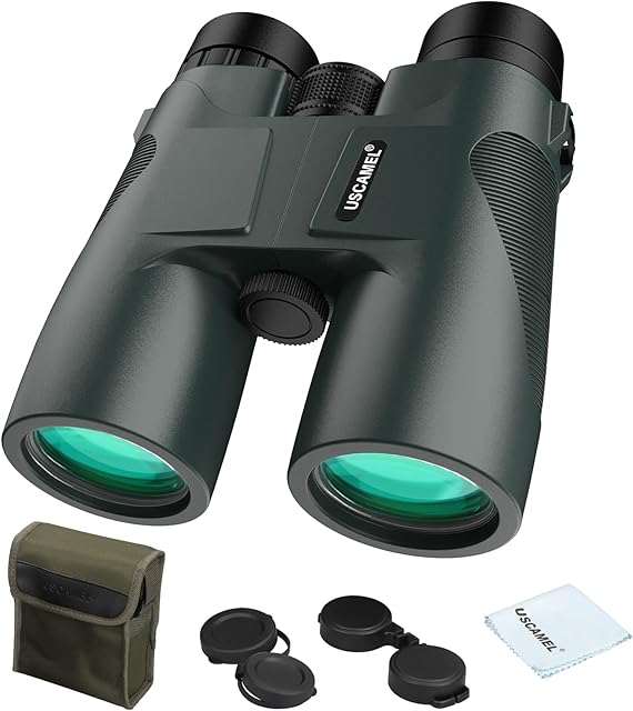 USCAMEL Binoculars Bird Watching, 10x42 Compact for Adults Military HD Professional Hunting Telescope Pocket Size for Travel - Army Green