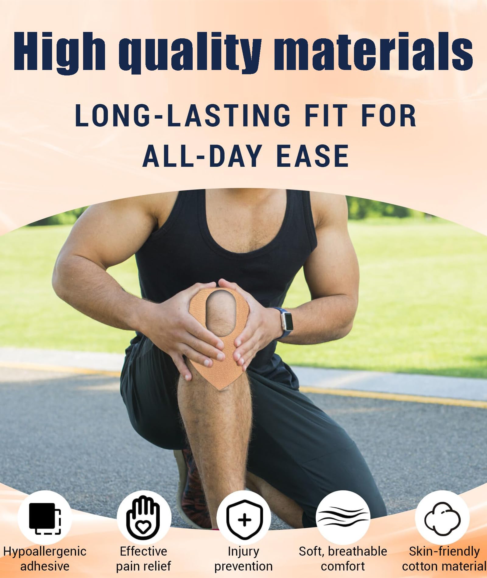 GODSDWARES 4PCS Knee Tape, Knee Cap, Kinesiology Tape Support Breathable Comfortable Muscle Tape for Stability Durable Kinesiology Tape 1